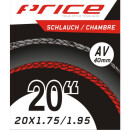 Price Schlauch Kids, 20x1.75-1.95, AV40, Ventil 40mm, Box...