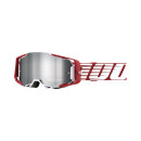 Ride 100% Goggles Armega Oversized Rosso intenso, lente specchiata argento