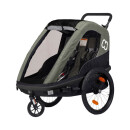 Avenida Twin bicycle trailer olive green with suspension