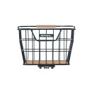 Basil NORDLAND MIK luggage carrier basket, coarse mesh, black, bamboo bottom 23L, MIK adapter plate pre-mounted