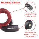 Masterlock cable lock, FAMILY keyed alike set of 3 colored length 180cm Ø 8mm 8127TRI