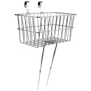 Incirca basket, wide mesh, handlebar mount with fork brace, chrome, 350x230x180, 12l