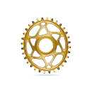 absoluteBLACK, chainring, OVAL, MTB, for Shimano, DIRECT MOUNT, compatible with HG+ 12-speed chain, GOLD, 32 teeth