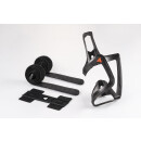 GRANITE Aux, carbon bottle cage with strap, holder with side opening, fits up to 70mm diameter, BLACK - black