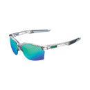 Lunettes 100% Sportcoupe polished transluscent crystal grey, green multilayer mirror + clair