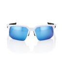 100% Speedcoupe Brille matte white, HiPer blue mirror + klar