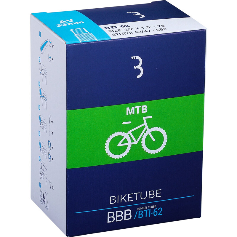BBB tubo interno 29 x 1.9-2.3 48mm presta lunga durata mescola di gomma butilica 