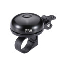 Campanello BBB per e-bike Ø45mm in alluminio nero opaco con fissaggio Ø22,2mm, max. 88 decibel