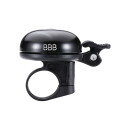 Campanello BBB per e-bike Ø45mm in alluminio nero opaco con fissaggio Ø22,2mm, max. 88 decibel