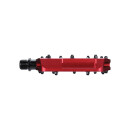BBB flat pedal Alu 100x95mm red matt 399g, pins: conical / replaceable