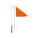 Fahne mit Stange mit Befestigungsteil unter Schnellspanner orange